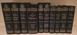 lot 38K image: LR - Set of 10 Classic Black Leather-Bound Literature and Reference Books