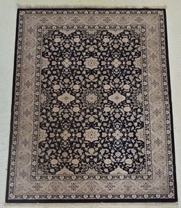 lot 46K image: LR - Persian Renaissance Black Nain Wool Rug by Karastan
