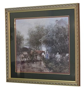 lot 53K image: LR - Framed Johnny Finley Signed Horse and Carriage Art Print