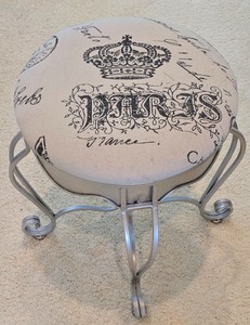 lot 56K image: LR - Paris Script Vanity Stool with Metal Base