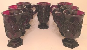 lot 62K image: H - Set of 8 Vintage Avon Cape Cod Ruby Red Glass Mugs