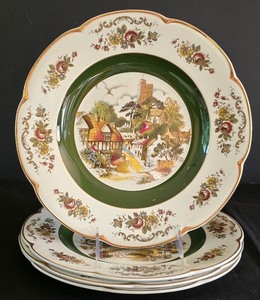 lot 64K image: H - Set of 4 Vintage Wood & Sons Ascot Ironstone Service Plates 10.5 Inch England Alpine White