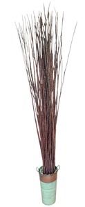 lot 66K image: LR - Decorative Planter with Metal Vase, River Rocks, and Tall Natural Branches Display