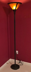 lot 85K image: LL-BR3 - Tensor MTF100 71.5-Inch Torchiere Floor Lamp with Amber Glass Shade