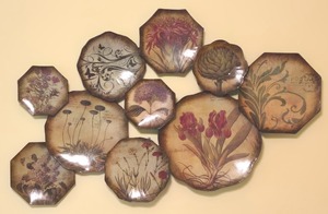 lot 99K image: LL-BR2 - 22 x 36 Decorative Metal Wall Art with Botanical Plates