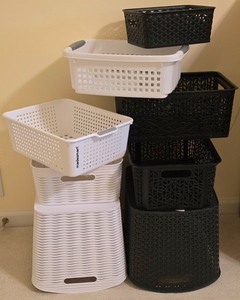 lot 104K image: LL-BR2 - Set of 8 Storage Bins and Baskets Assorted Sizes Plastic Room Essentials BranQ