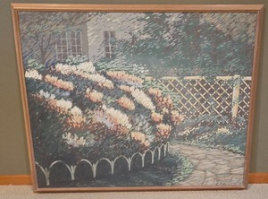 lot 107K image: LL-FR - Signed Ferrante Framed Garden Landscape Painting