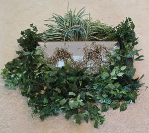 lot 116K image: O - Lucio 16 x 33 Mirrored Tray with Faux Foliage Wall Decor Set