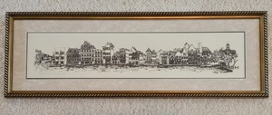 lot 117K image: O - Hand-Painted Framed Curacao Cityscape Artwork