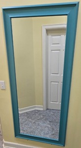lot 121K image: O - Large Wall Mirror with Teal Frame 31.5 x 65 Inches