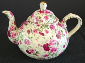 lot 136K image: H - Victorias Rose Chintz Collection Porcelain Teapot