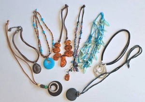 lot 145K image: K - Collection of 3 Artisan Beaded Necklaces with Turquoise and Amber Accents