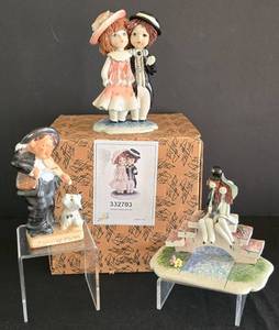 lot 149 image: Set of 3 Figurines  including a Sarah Kay Porcelain Figurine with Original Box