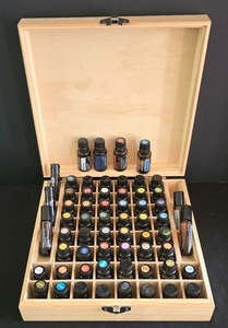 lot 150K image: DR - doTERRA Essential Oils Collection with Wood Storage Box and Floral White Case