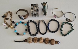 lot 152K image: K - Collection of 12 Costume and Fashion Bracelets Assorted Styles