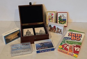 lot 175K image: LL-FR - Deluxe Rotating Scrabble Boxed Set with Accessories and Card Game Collection