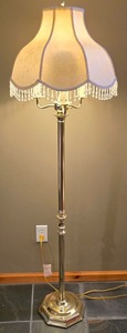 lot 183K image: LL-FR - 60 Brass Floor Lamp with Decorative Fabric Shade and Crystal Trim