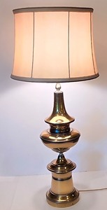 lot 185K image: LL-FR - Tall Brass Table Lamp with Shade, 33 Inch Overall Height