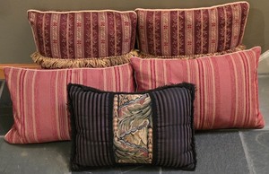 lot 186K image: LL-FR - Set of 5 Accent Pillows - Waverly Home, Soft Impressions, and Black Tapestry Pillow