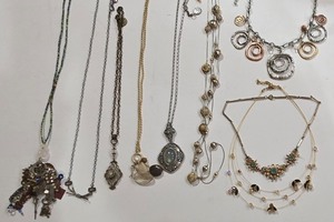 lot 200K image: K - Assorted Necklace Lot with Mixed Metals, Charms, and Decorative Accents