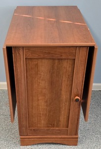 lot 209K image: UL - Drop Leaf Rolling Kitchen Cart with Storage Cabinet and Shelves