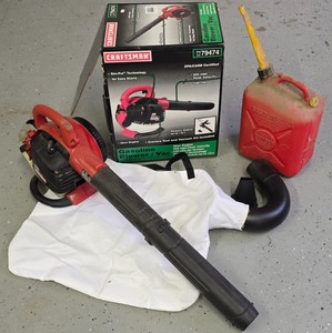 lot 216K image: G - Craftsman 25cc Gasoline Blower Vac with Attachments and Gas Can
