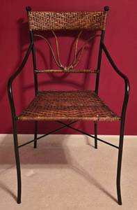 lot 84K image: LL-BR3 - Wicker and Metal Accent Chair with Decorative Back
