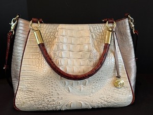 lot 12D image: MBR - Brahmin Halo Amado Tri-Texture Ruby Satchel Handbag