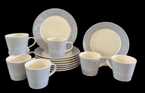lot 43D image: K - Royal Doulton Pacific Dinnerware Set with 8 Mugs, 8 Dinner Plates, and Bowl