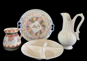 lot 44D image: K - Decorative Ceramic and Porcelain Pitcher, Divided Platter, and Serving Plate Collection
