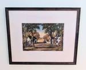 lot 64D image: DR - Framed H.C. Wolcott Artwork of Tree-Lined Rural Roads