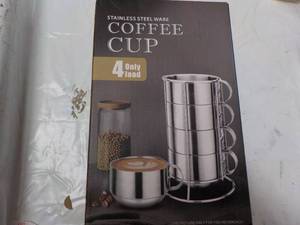 lot 249 image: Stainless Steel Ware 4 pc Coffee Cu...