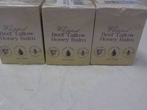 lot 258 image: 3 Whipped Beef Tallow Honey Balm...