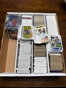lot 113 image: Four Row Box of Baseball and Football Cards, Nearly Complete Sets 2012 Topps, 1980 Topps, 2013 Topps, 1999 Bowman