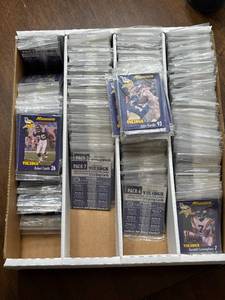 lot 123 image: Four Row Box of Minnesota Vikings Football Card Packs Distributed by Burger Kings in Minnesota
