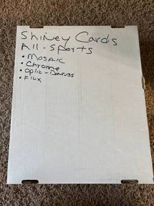 lot 133 image: Four Row Box of Shiny Sports Cards, Lots of Chrome and Other Newer Modern Baseball, Football and Basketball Cards