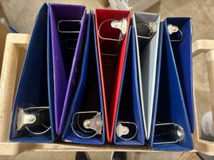 lot 249 image: Box of Eight Sports Card Binders, Variety of Colors and Styles, No Plastic Sleeves Included