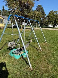 lot 20 image: Swing set  Basketball station  turtle sand box