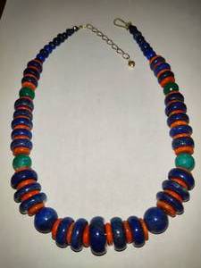 lot 51 image: 925 Jay King DTR Blue Lapis Orange Turquoise Necklace