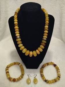 lot 60 image: 925 Jay King DTR Sterling & Yellow Opal Beaded Necklace, Bracelets & Earring Set