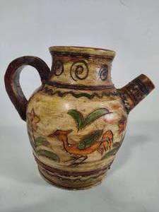 lot 17 image: Japanese Hand Carved & Hand Painted Clay Pottery