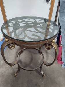 lot 81 image: Metal Framed Glass Top Table