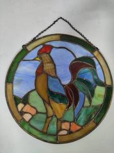 lot 11 image: Rooster Stained Glass