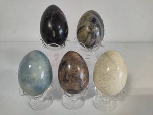 lot 95 image: Set of Five Polished Stone Eggs