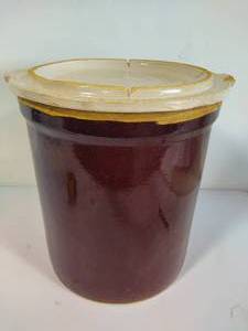 lot 46 image: Five Gallon Roseville Crock wLid