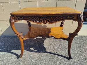 lot 15 image: Solid Wood Hand Carved Tiger Oak Table