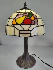 lot 100 image: Tiffany Style Stained Glass Fruit Bowl Lamp
