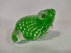 Hand Blown Art Glass Frog with Millifori Eyes