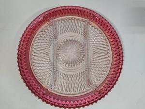 lot 126 image: Indiana Glass Ruby Flash Diamond Point Serving Platter