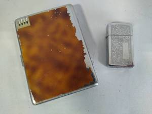 lot 143 image: Zippo Lighter & Vintage Cigarette Case